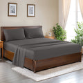 Ultra-Soft 100% Cotton Bed Sheets Set, 1000 Thread Count 4 Piece Luxury Soft Sheets Set with 16" Deep Pocket, Queen, Dark Gray - Breathable Egyptian Cotton Flat & Fitted Sheets - Default Title