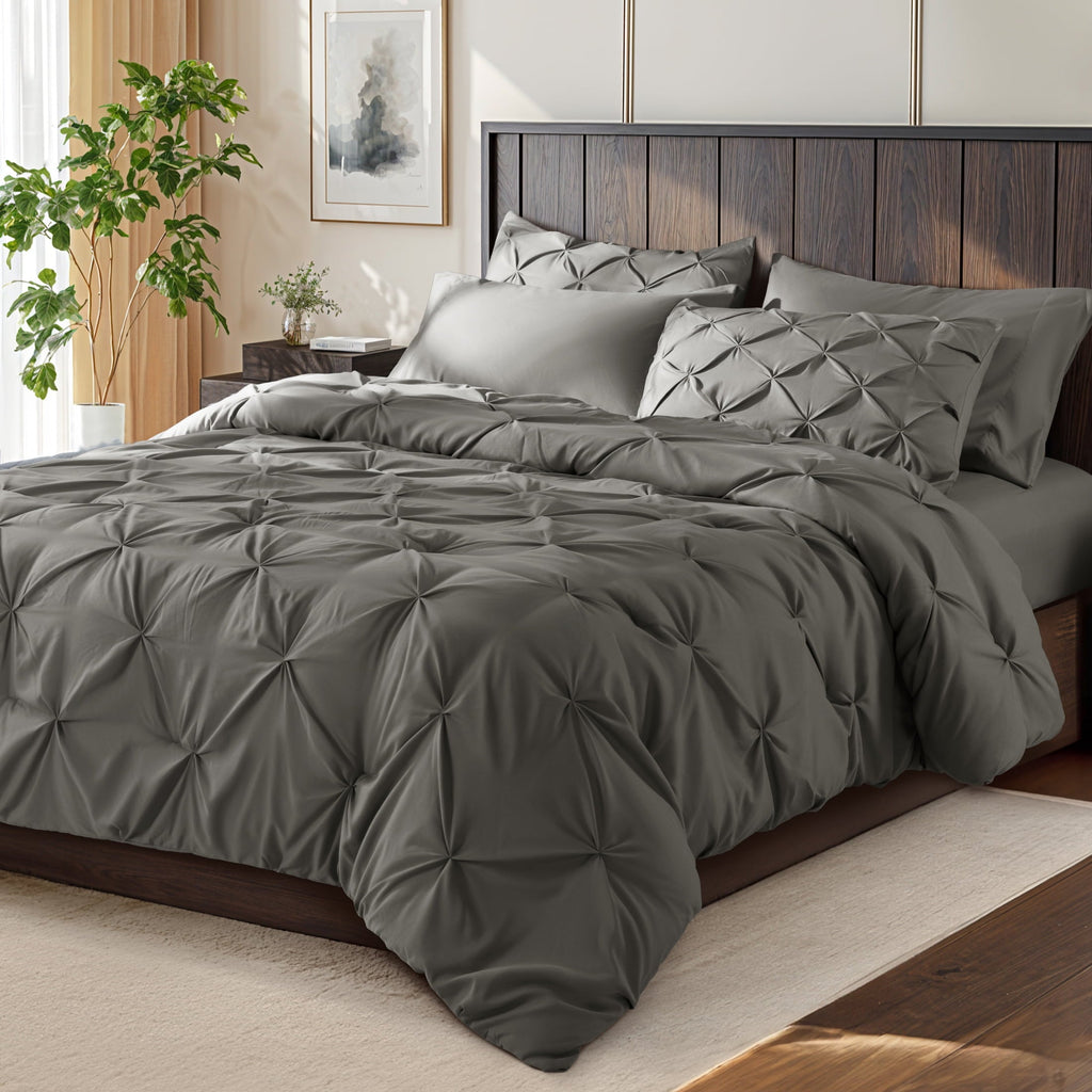 All-Season Queen Comforter Set, 7 Pieces Bedding Sets for All Season, Bed in a Bag with Pleated Comforter - Flat Sheet & Fitted ... - Hypoallergenic Ultra-Fluffy Quilt for Winter - Default Title