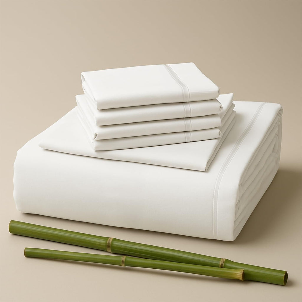 Ultra-Soft Sacred Thread Rayon Derived , 18'' Deep Pocket Cooling Sheets for Hot Sleepers, 6 PC Cooling Sheets (Queen Size - Premium Ultra-Soft Pillowcase Pair for Sleeping - Default Title