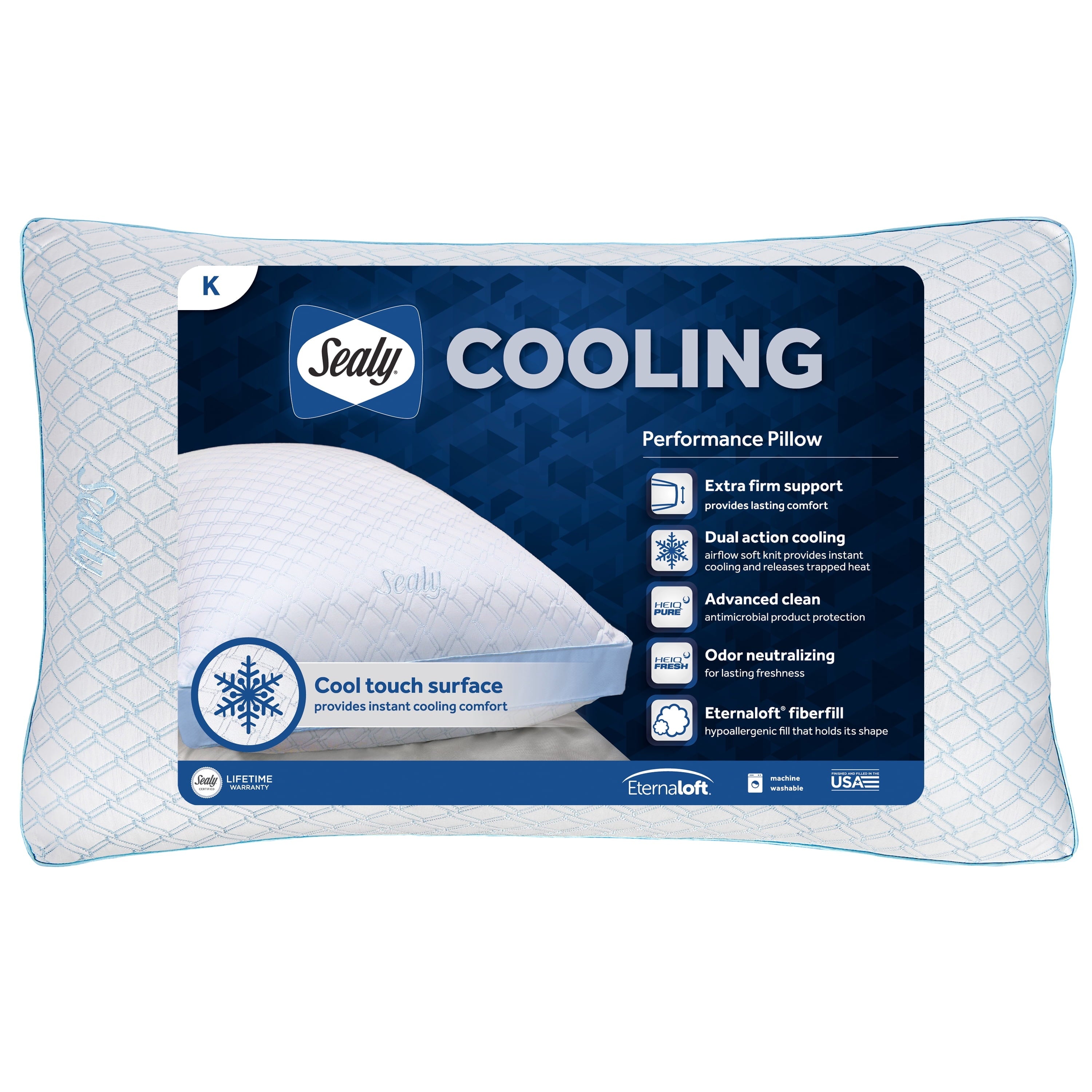 Hotel Collection Cooling Performance Odor Neutralizing Extra Firm Support Machine Washable Pillow, King - Decorative Throw Pillow Cushion for Sofa & Bed - Default Title
