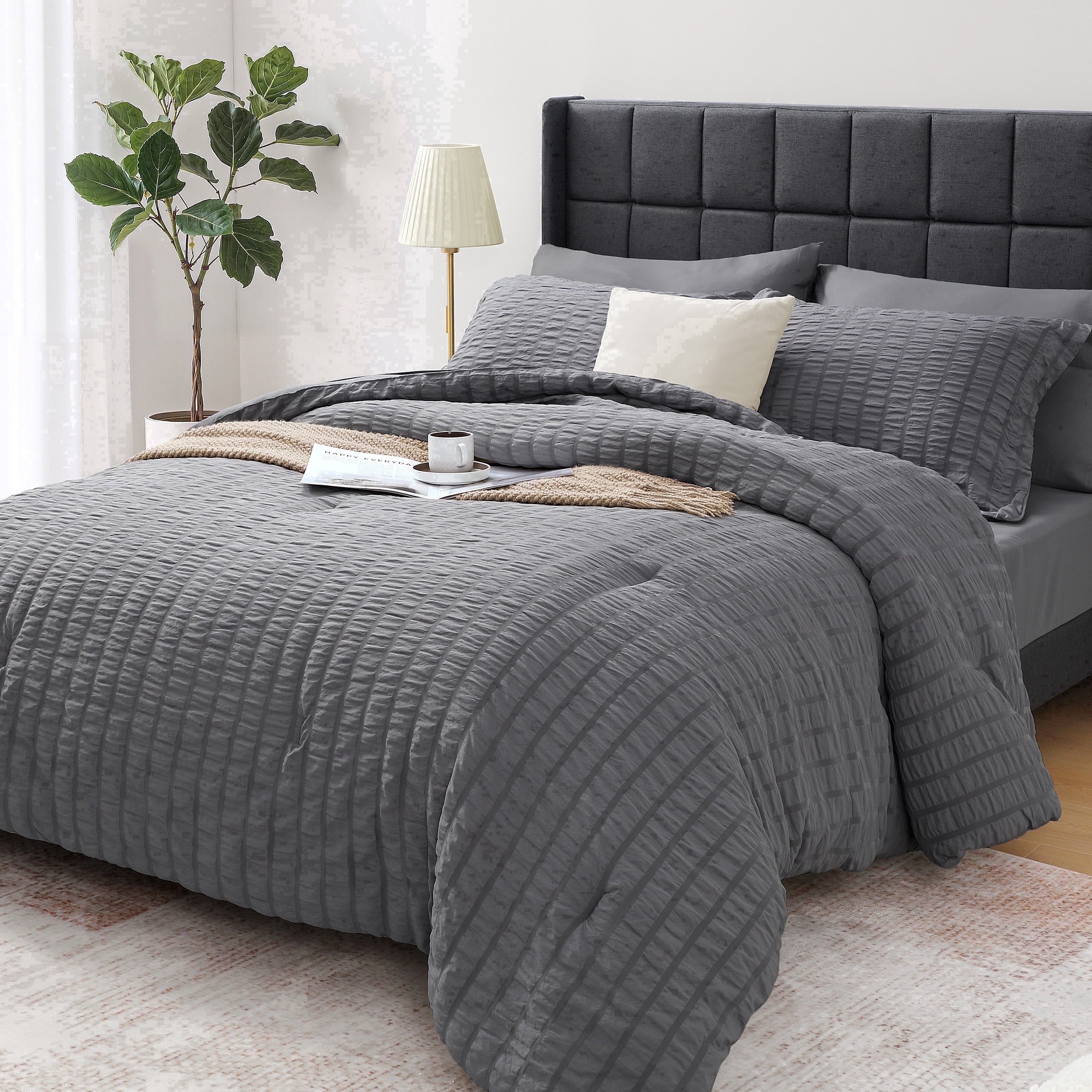 Fluffy Down Alternative 7 Piece Queen Comforter Set, Bed in a Bag with Sheets, Pillowcases & Shams, All Season Soft Bedding, Cozy and Lightwe... - Luxurious Quilted Duvet Cover Set - Default Title
