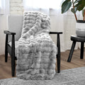 Reversible Sherpa Serenade Gray Textured Faux Fur Throw Blanket, 50 x 70 - Lightweight Plush Warm Blanket for All Seasons - Default Title