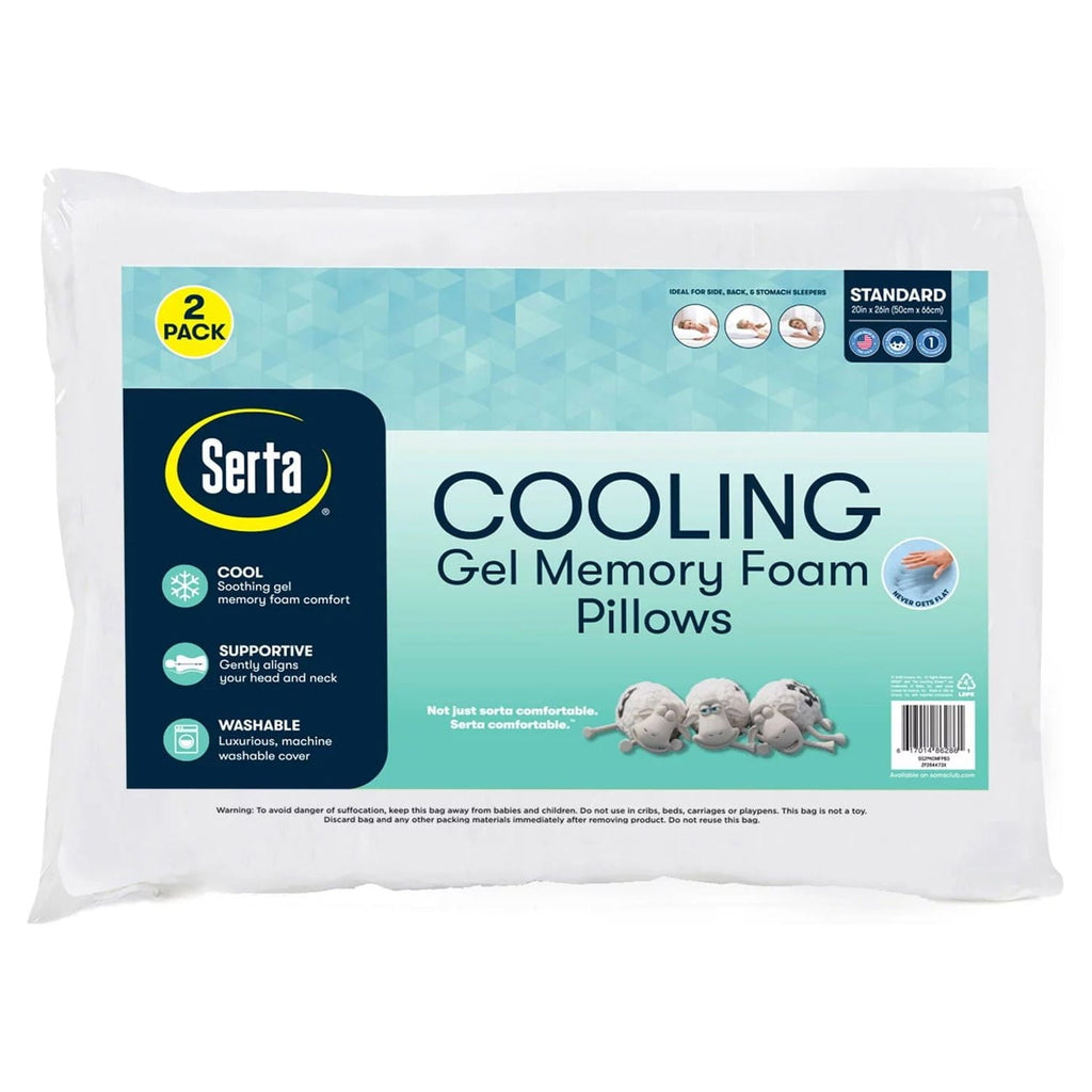 Orthopedic Support Cooling Gel Memory Foam Bed Pillow, Set of 2 - Decorative Throw Pillow Cushion for Sofa & Bed - Default Title