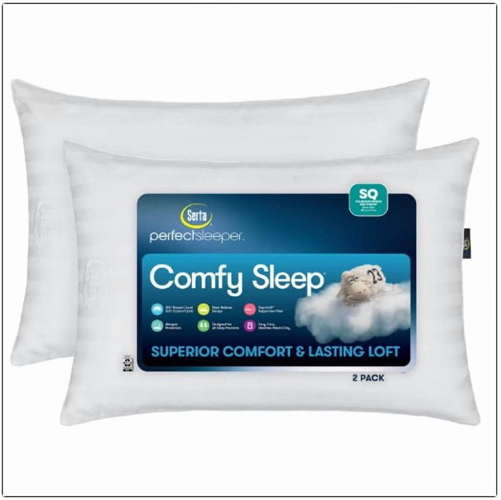 Decorative Plump Comfy Sleep Bed Pillow Queen Size, Pack of 2 - Hotel Quality Plush Sleeping Pillows - Default Title