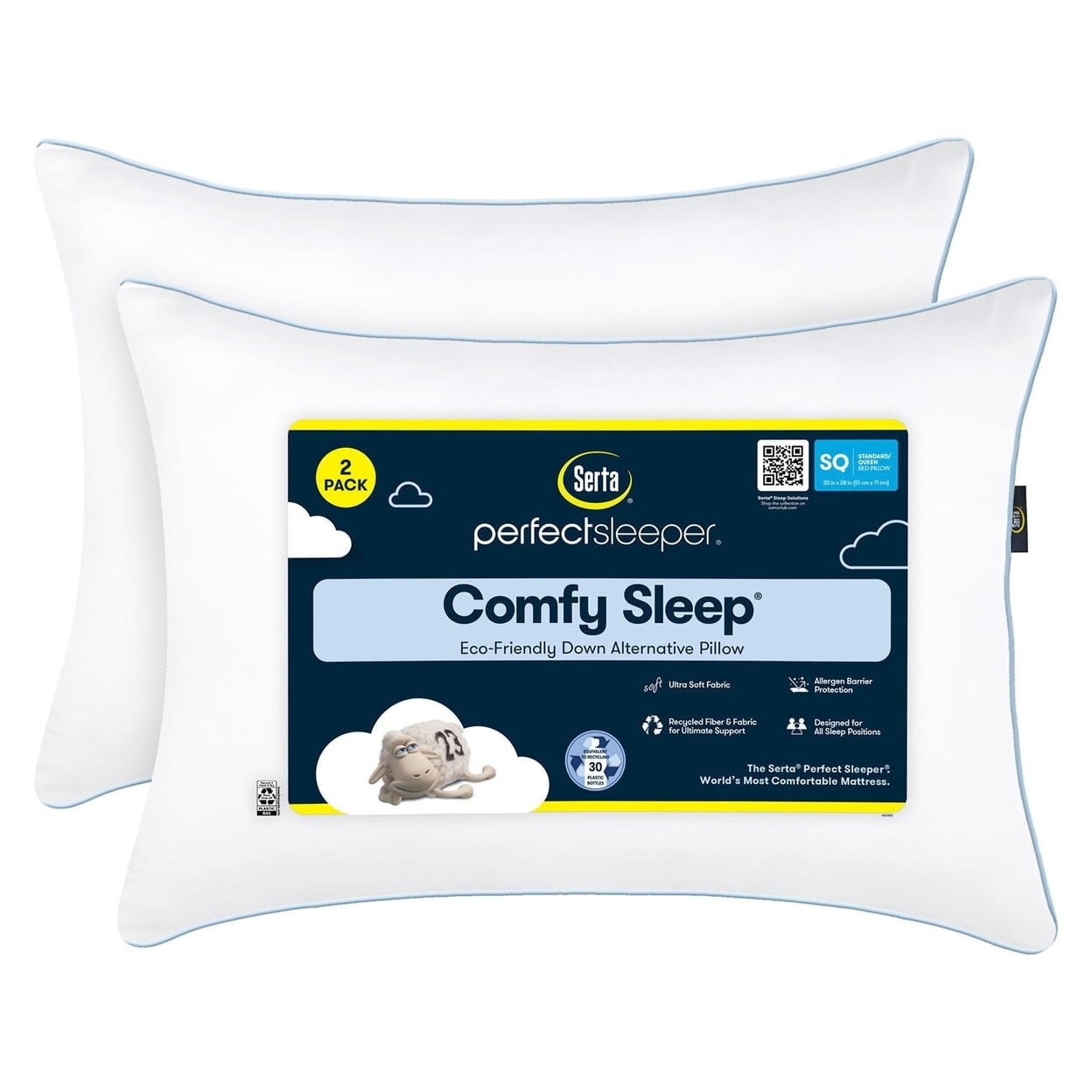 Fluffy Shredded Comfy Sleep Eco-Friendly Bed Pillow Standard/Queen (2 Pk) - Ergonomic Memory Foam Pillow for Neck Pain Support - Default Title