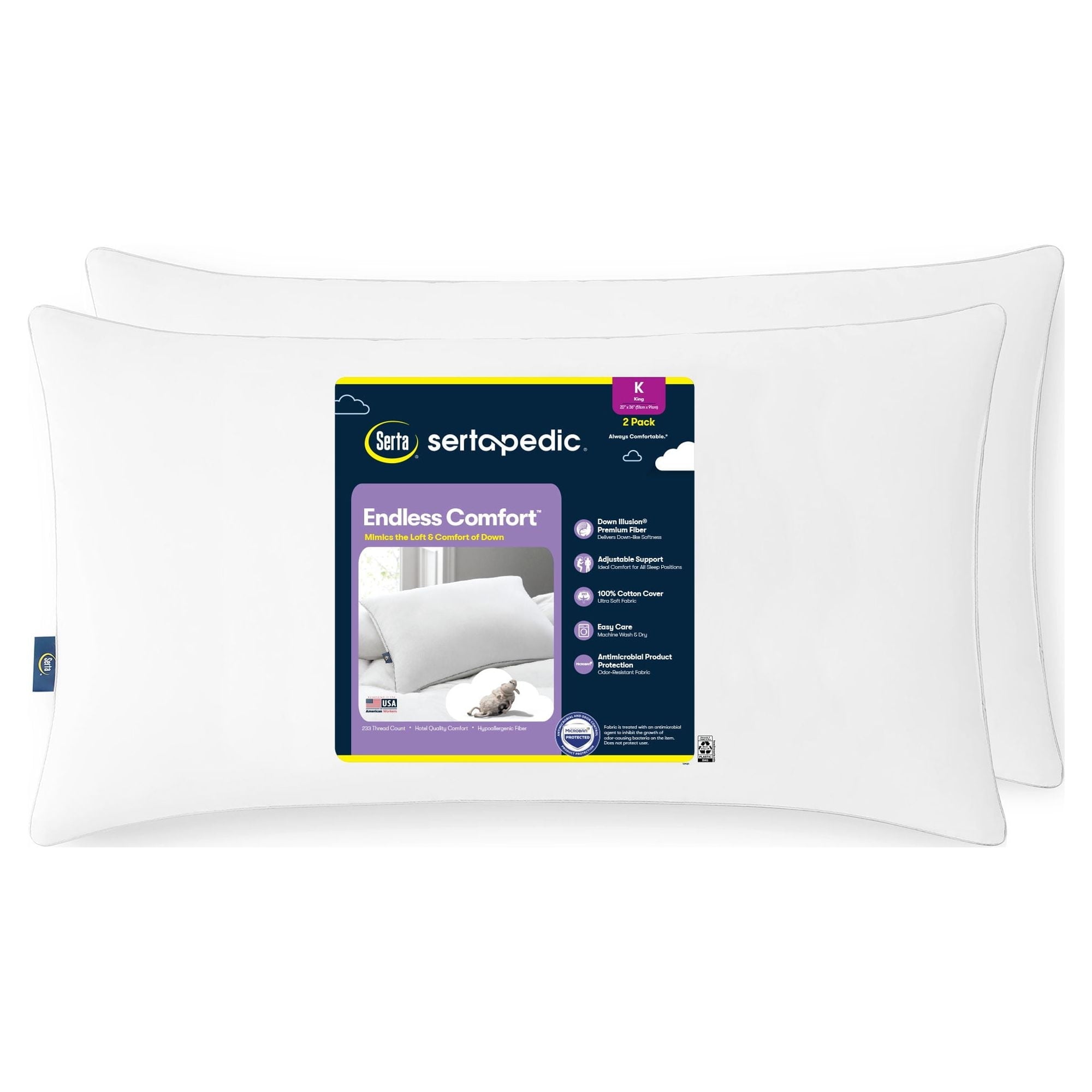 Hotel Collection Endless Comfort Bed Pillow, King, 2 Pack - Orthopedic Shredded Foam Bed Pillow Set - Default Title