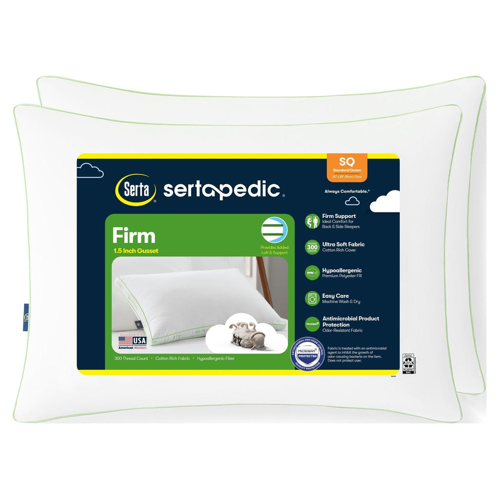 Decorative Plump Firm Bed Pillow, Standard/Queen, 2 Pack - Orthopedic Shredded Foam Bed Pillow Set - Default Title