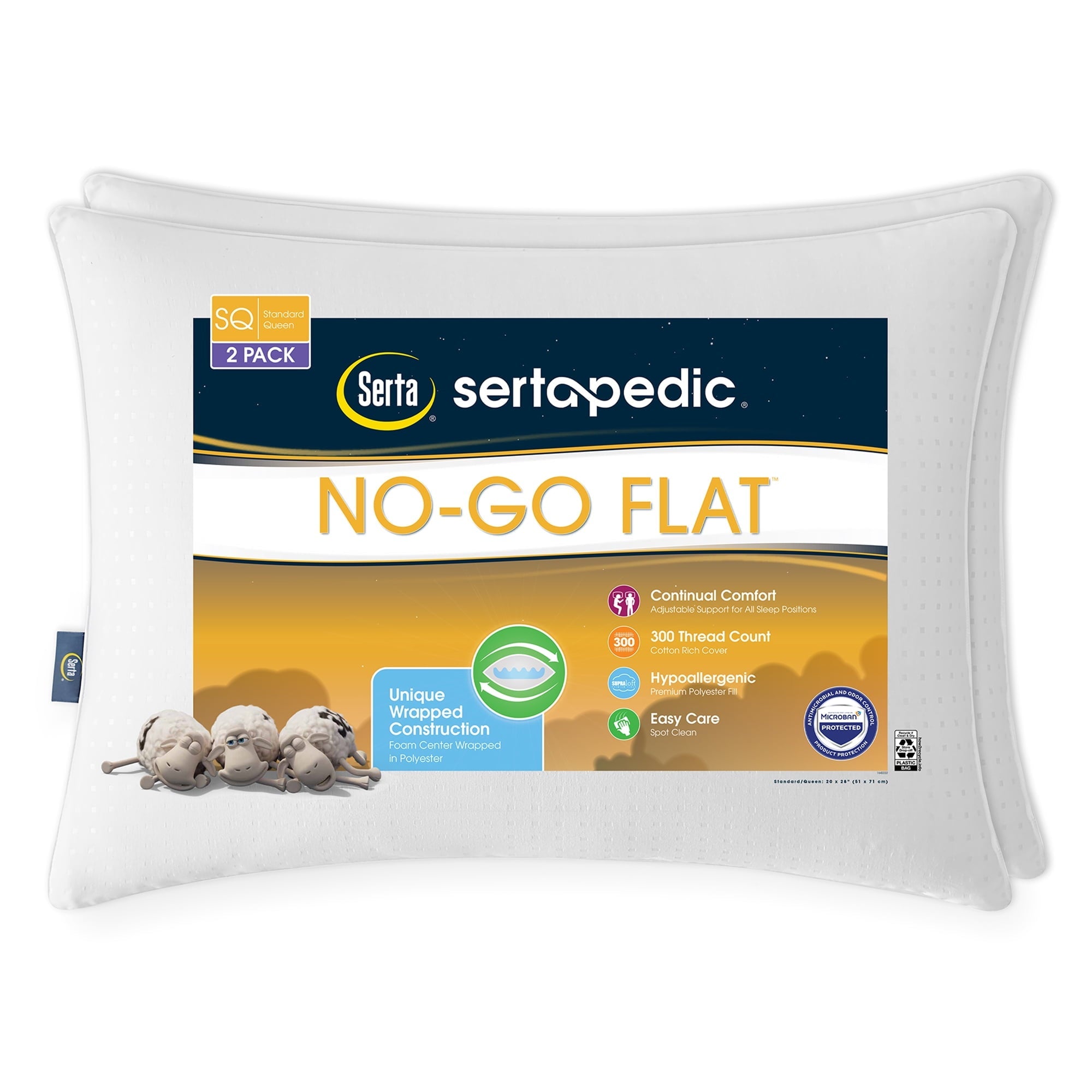 Hotel Collection pedic No-Go-Flat Bed Pillow, Standard/Queen, 2 Pack - Orthopedic Shredded Foam Bed Pillow Set - Default Title