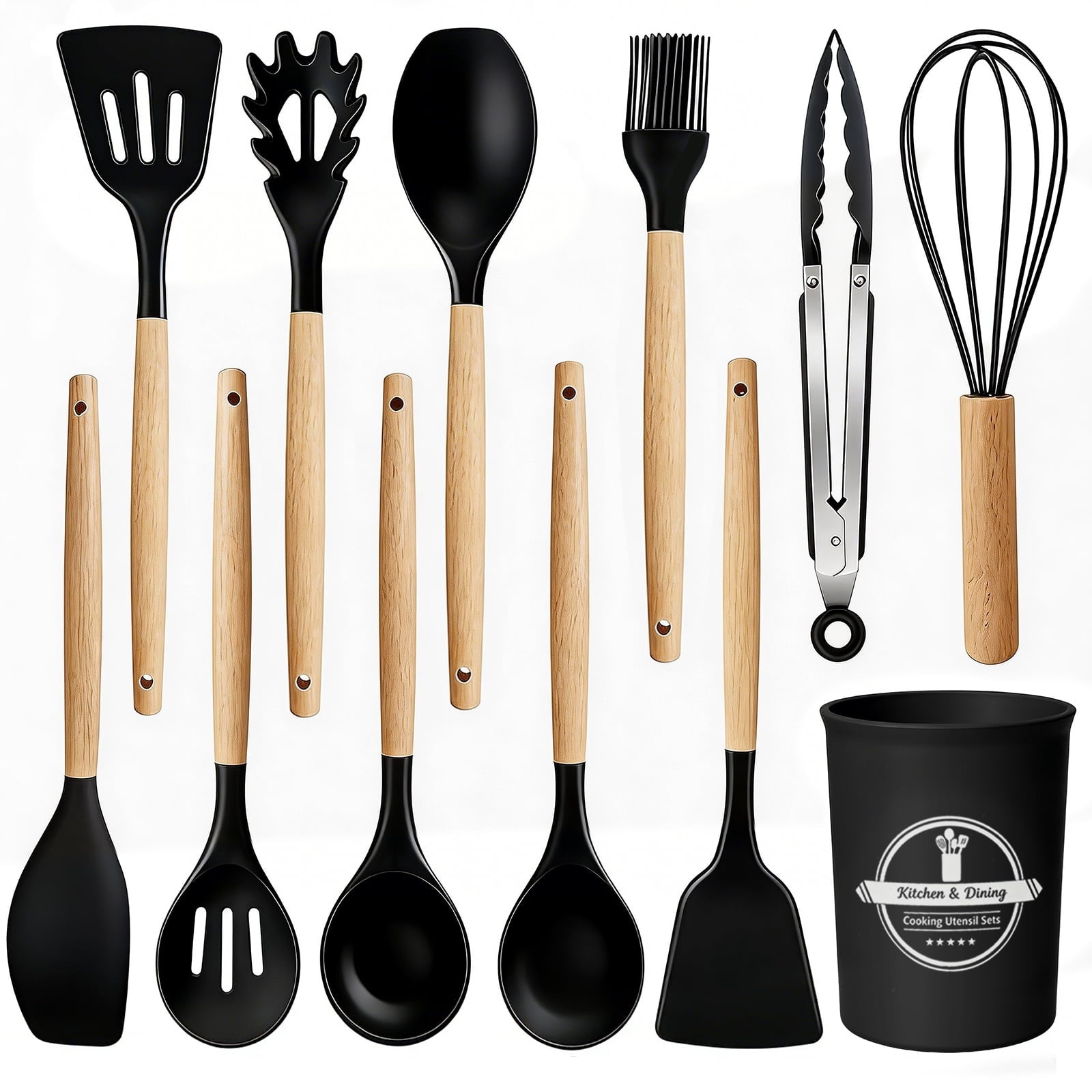 Premium Silicone Silicone Cooking Utensils Set, Heat Resistant Kitchen Cooking Utensils Set, 12 PCS Handle Silicone Kitchen Gadgets Ut... - Durable Turner & Ladle Utensil Set for Home Chefs - Default Title