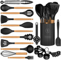 Premium Kitchen Silicone Cooking Utensils Set - Silicone Kitchen Utensils for Cooking Wooden Handles, 446°F Heat Resistant Kitchen Ut... - Kitchen Gadget Tool for Quick Food Prep - Default Title