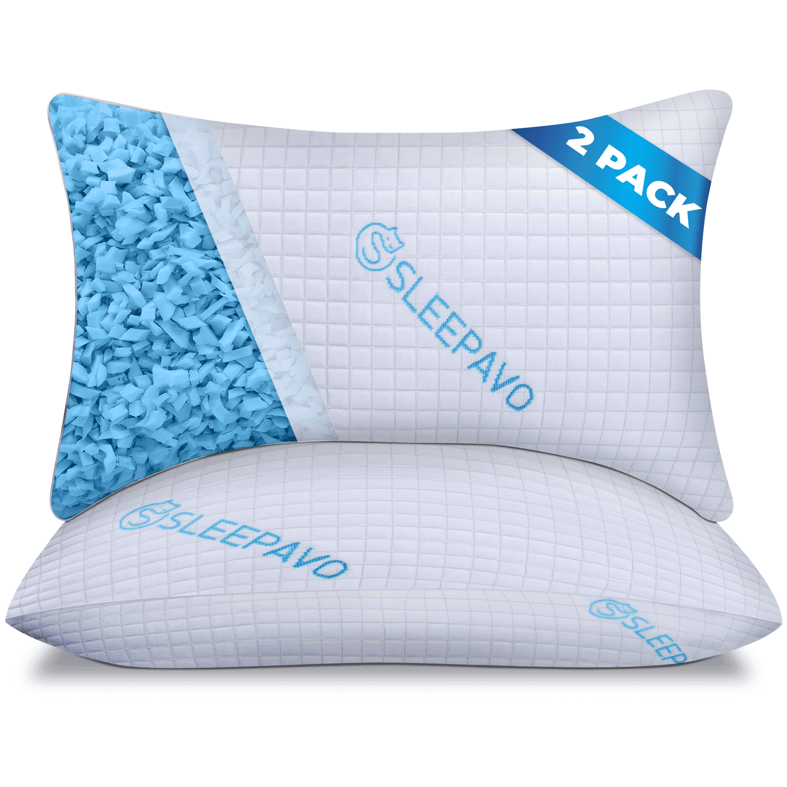 Hotel Collection Adjustable Shredded Memory Foam Pillows Queen Size Set of 2 - Extra Soft Cooling Bamboo Bed Pillows for Sleeping - Ba... - Orthopedic Shredded Foam Bed Pillow Set - Default Title