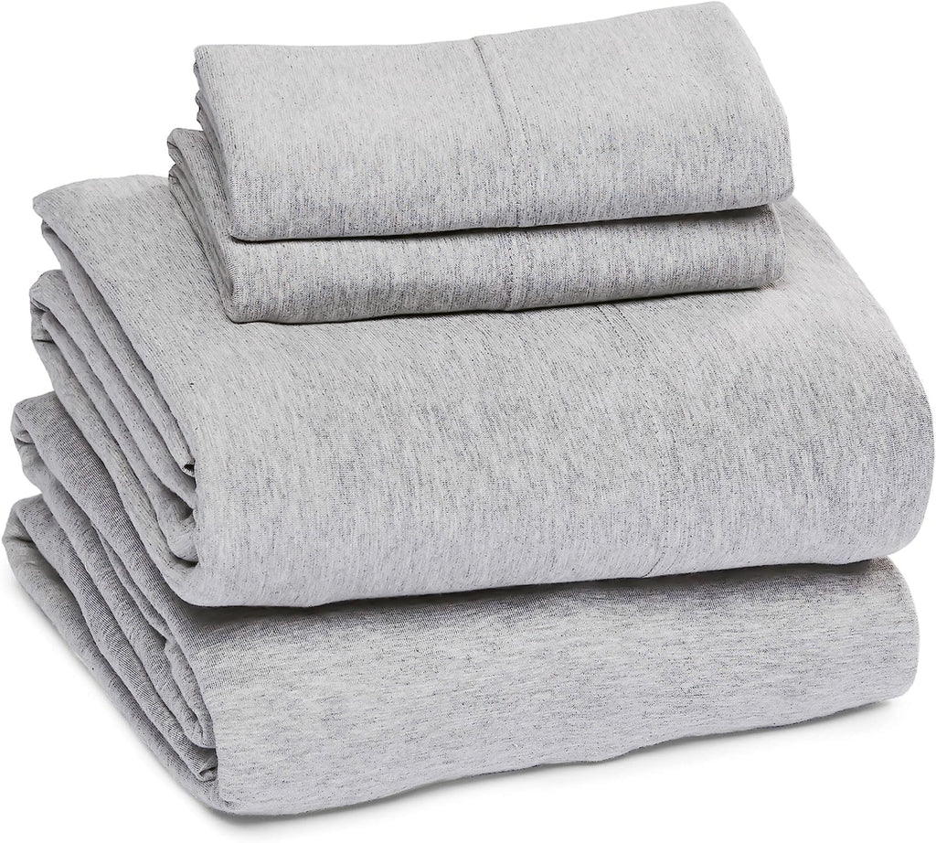 Breathable Luxury Jersey Knit Full Size Sheets 4pc|100% T-Shirt Cotton Blend Super Soft Breathable Jersey Sheets Full Size Bed, Stretch... - Cooling Hotel Quality Bedding Sheets and Pillowcases - Default Title