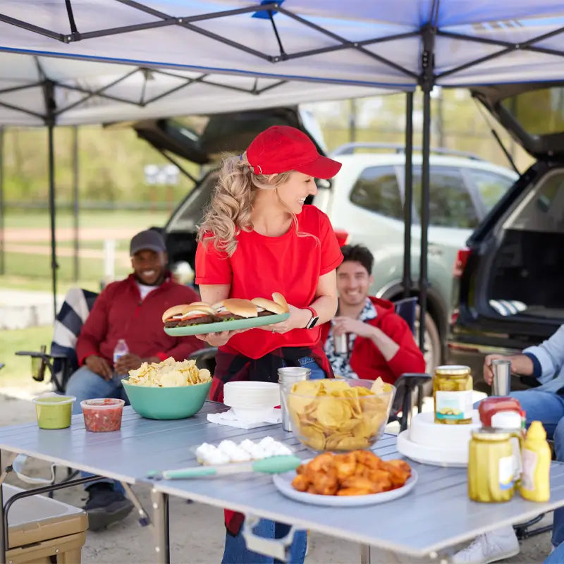 Portable Staging Slim-Fold Table XL - Choice 651 - Portable Camping Table with Heat-Resistant Countertop Detail
