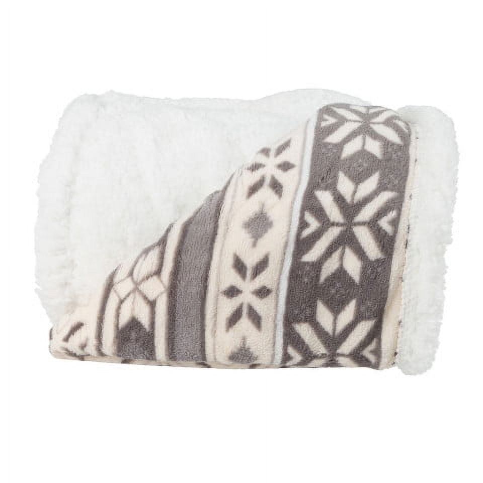 Cozy Fleece 50x60-Inch Machine Washable Fleece Blanket with Snowflakes - Super Soft Reversible Sherpa Flannel Blanket - Default Title