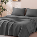Wrinkle-Resistant Sheet Set Twin Size Gray, 3 Pieces 140 GSM Brushed Elastic Fitted Soft & Cozy Bed Sheets Set with Deep Pocket - Breathable Egyptian Cotton Flat & Fitted Sheets - Default Title