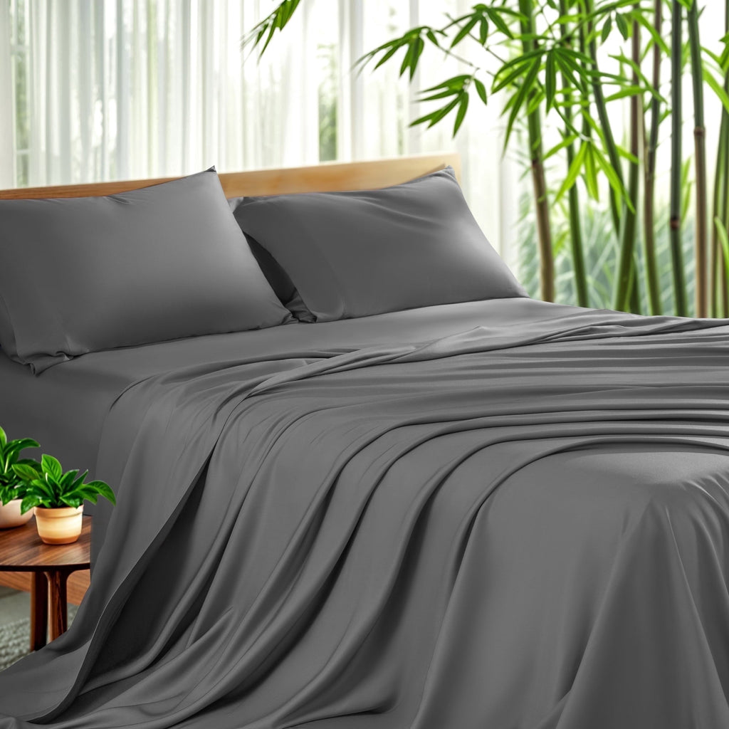 Premium Egyptian Cotton Luxury Bamboo Bed Sheet Set - Deep Pockets - 4 Piece, Queen, Dark Gray - Luxury Bed Sheet Set with Deep Pockets - Default Title
