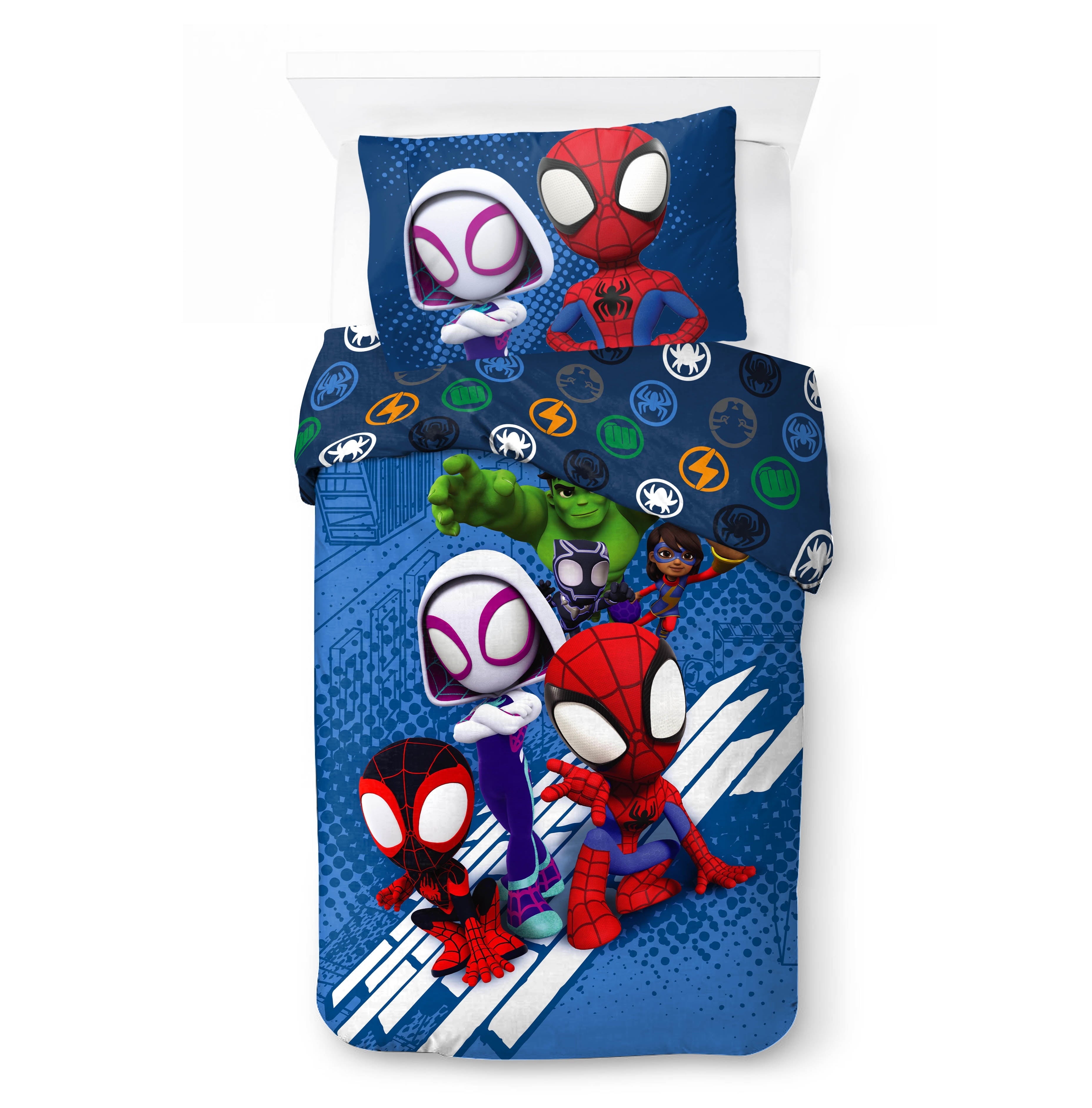 Fluffy Down Alternative Spidey Amazing Friends Kids 2-Piece Twin/Full Reversible Comforter Set, Microfiber, Red - Luxurious Quilted Duvet Cover Set - Default Title