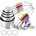 Heavy Duty Stainless Steel Measuring Cups and Spoons Set of 15, 5 Stainless Steel Nesting Measuring Cups & 5 Spoons, 5 Mini Meas... - High-Precision Culinary Tool for Baking & Cooking - Default Title