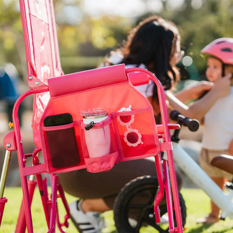 Patented Spring-Action Stowaway Rocker - Choice 794 - Heavy-Duty Kickback Rocker with Beverage Holder Detail