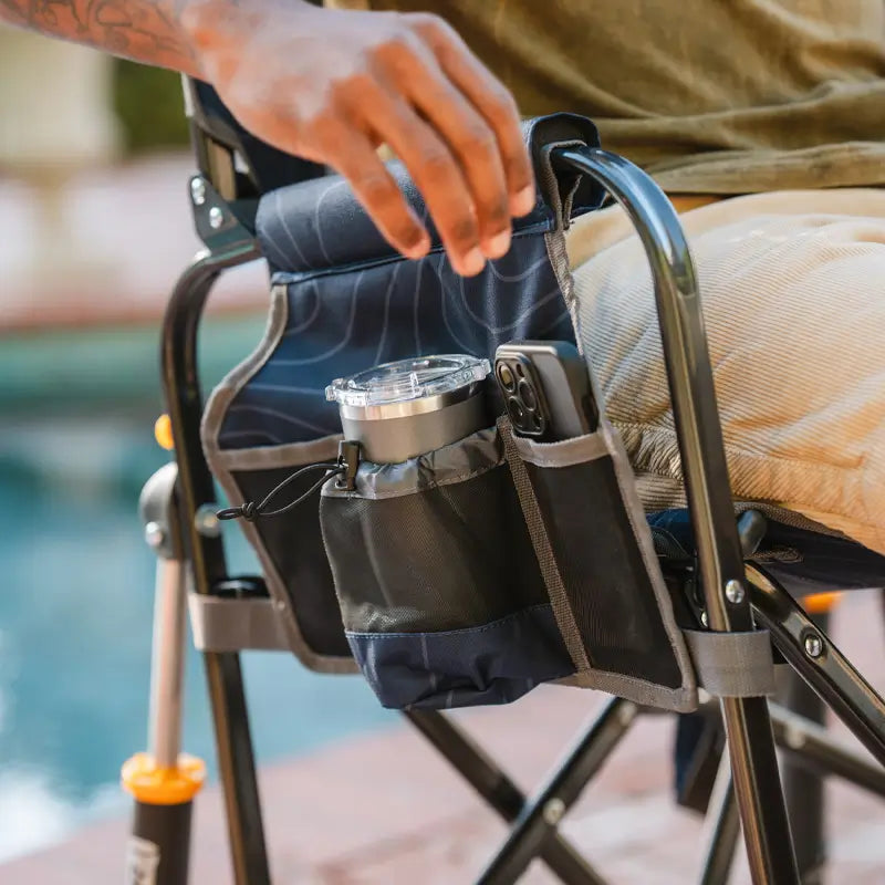 Patented Spring-Action Stowaway Rocker - Choice 794 - Heavy-Duty Kickback Rocker with Beverage Holder Detail