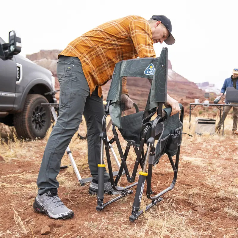 Patented Spring-Action Stowaway Rocker - Choice 794 - Heavy-Duty Kickback Rocker with Beverage Holder Detail