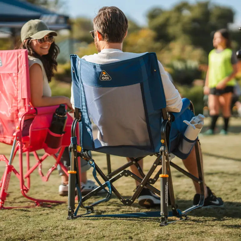 Patented Spring-Action Stowaway Rocker - Choice 794 - Heavy-Duty Kickback Rocker with Beverage Holder Detail