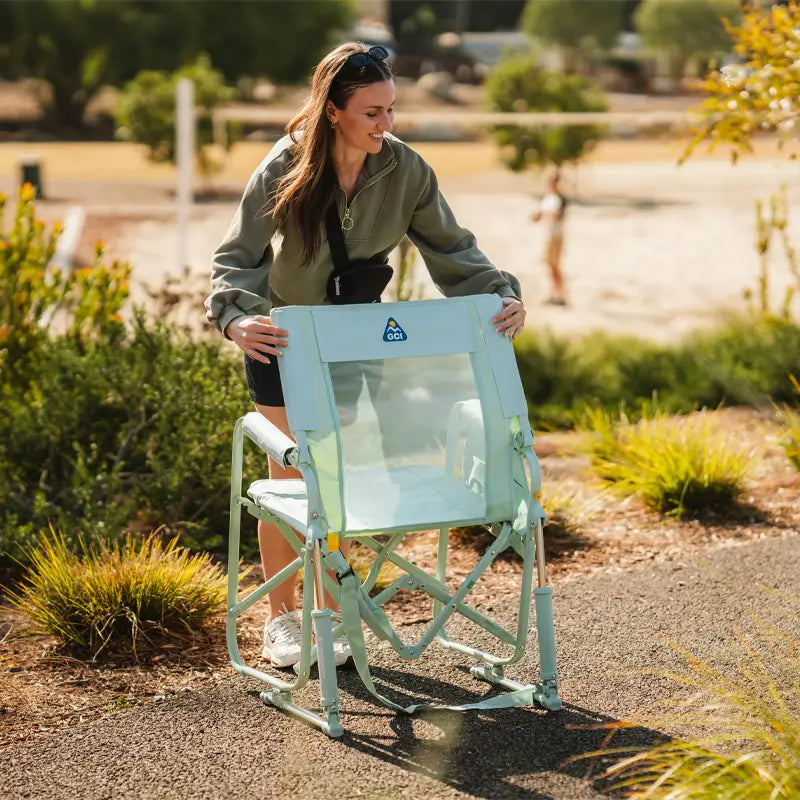 Patented Spring-Action Stowaway Rocker - Choice 794 - Heavy-Duty Kickback Rocker with Beverage Holder Detail