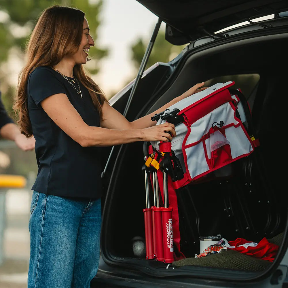 Patented Spring-Action Stowaway Rocker - Choice 794 - Heavy-Duty Kickback Rocker with Beverage Holder Detail