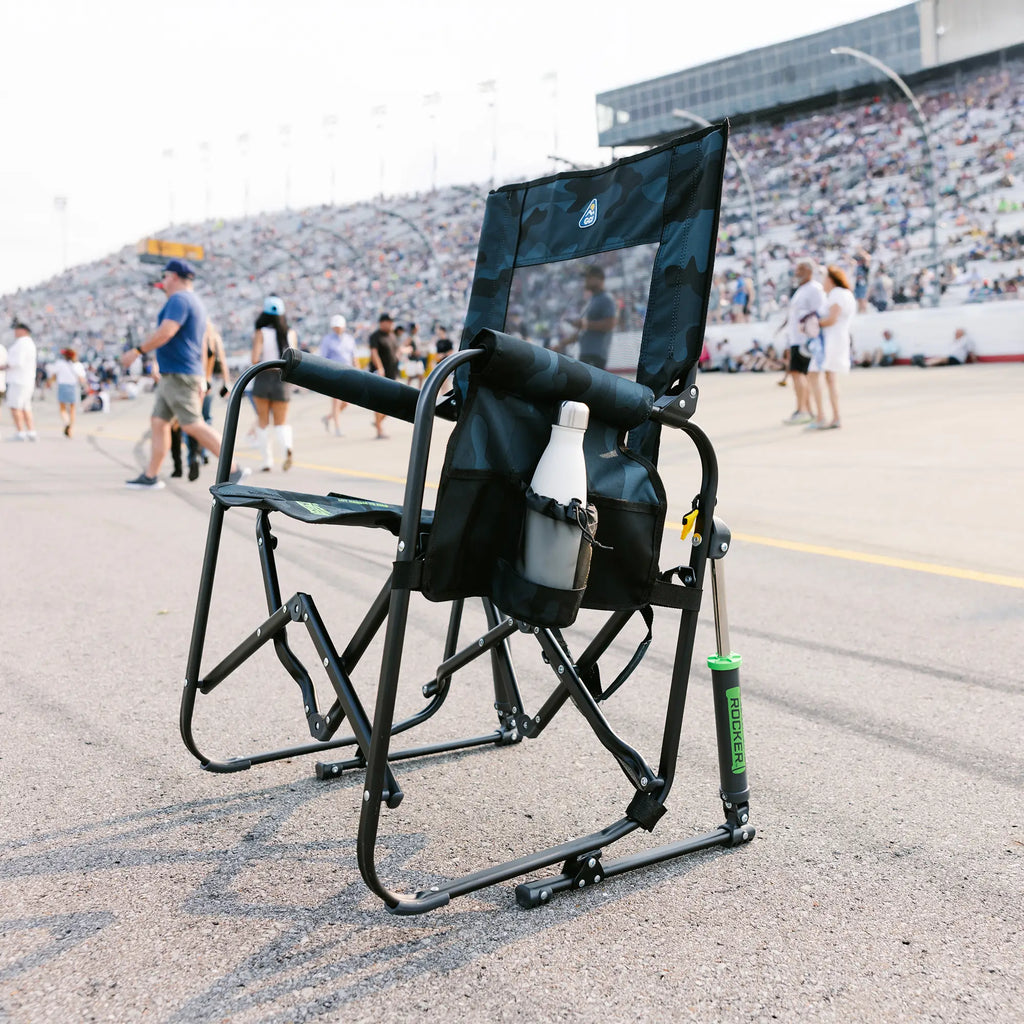 Patented Spring-Action Stowaway Rocker - Choice 794 - Heavy-Duty Kickback Rocker with Beverage Holder Detail