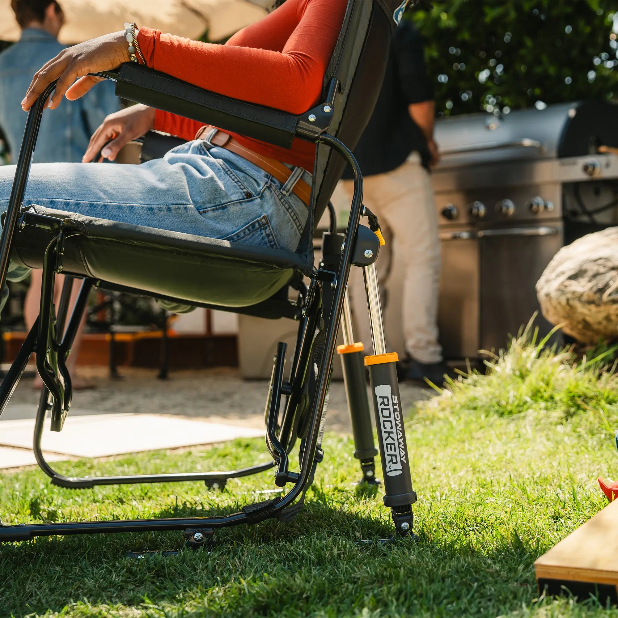 Patented Spring-Action Stowaway Rocker - Choice 794 - Heavy-Duty Kickback Rocker with Beverage Holder Detail