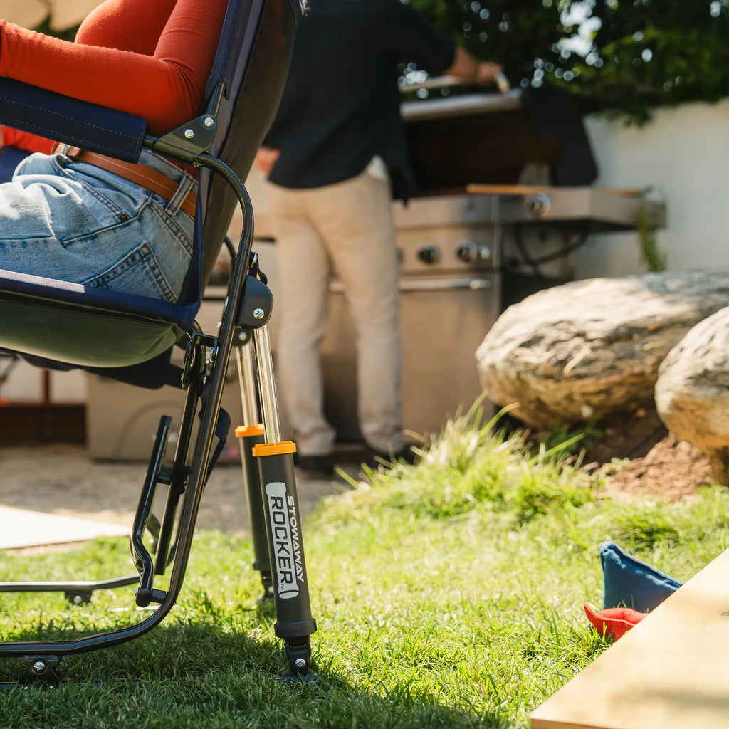 Patented Spring-Action Stowaway Rocker - Choice 794 - Heavy-Duty Kickback Rocker with Beverage Holder Detail