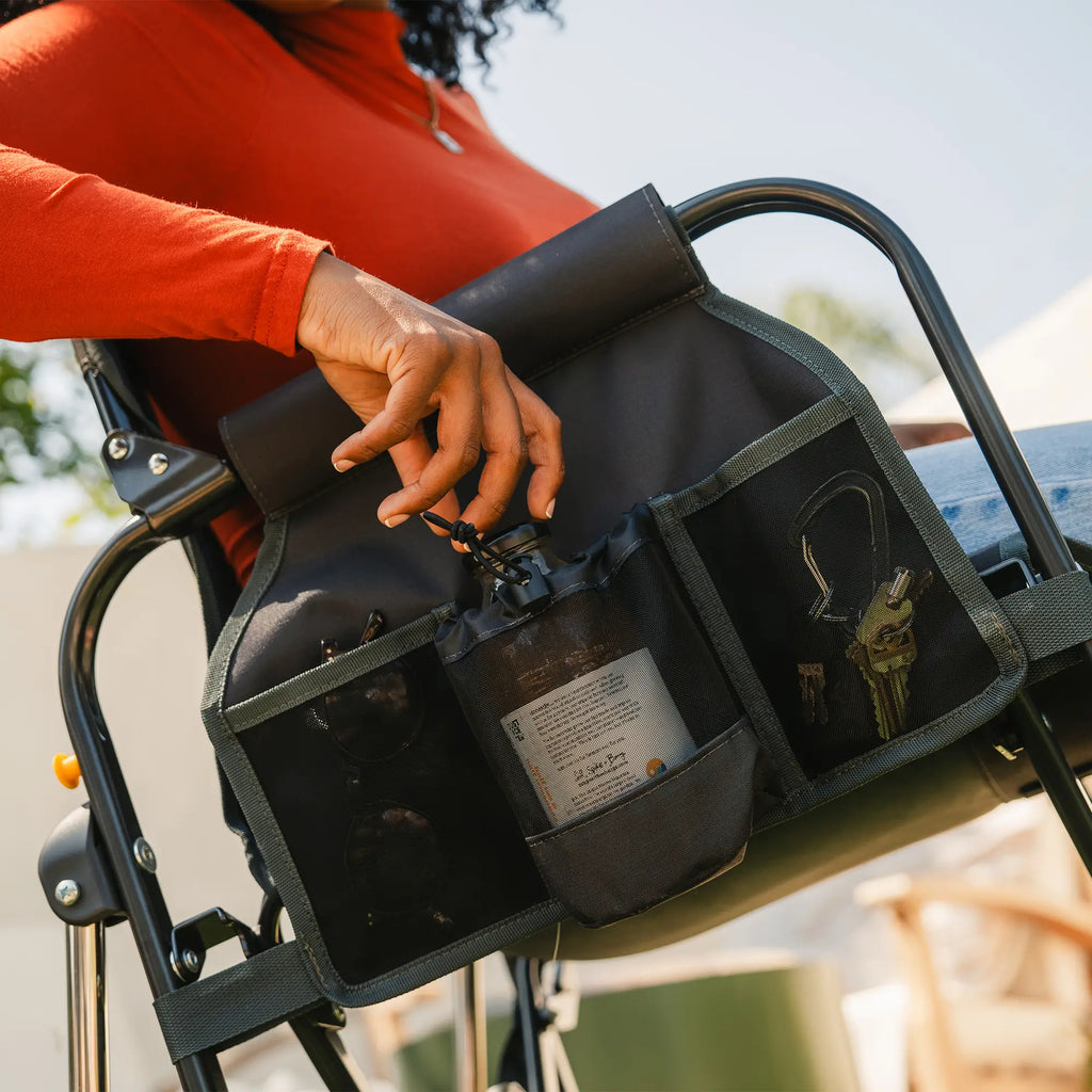 Patented Spring-Action Stowaway Rocker - Choice 794 - Heavy-Duty Kickback Rocker with Beverage Holder Detail