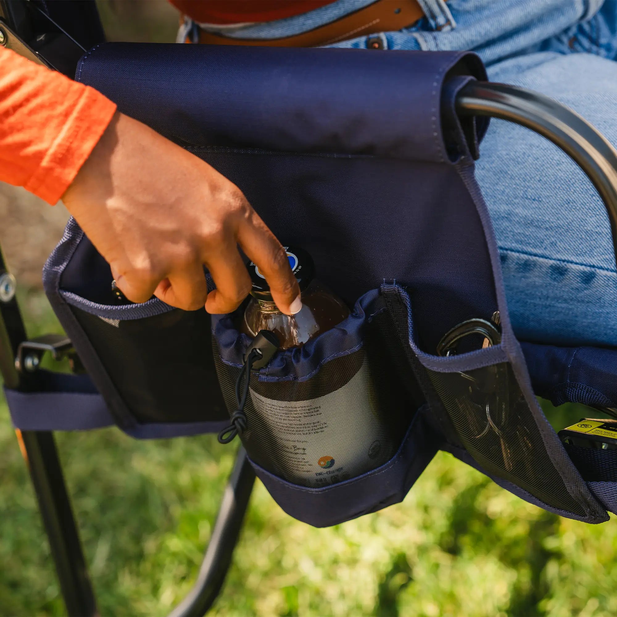 Patented Spring-Action Stowaway Rocker - Choice 794 - Heavy-Duty Kickback Rocker with Beverage Holder Detail