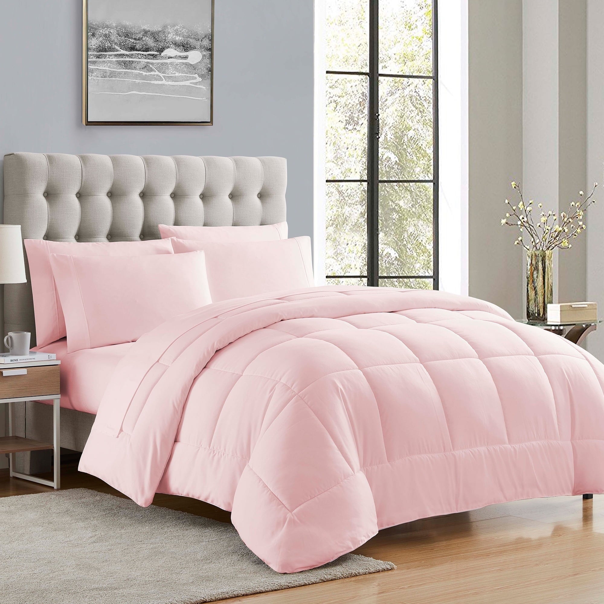 All-Season Supreme 7 Piece Bed-In-A-Bag All Season Solid Comforter & Sheet Set, Full, Pale Pink - All-Season Down Alternative Comforter Insert - Default Title
