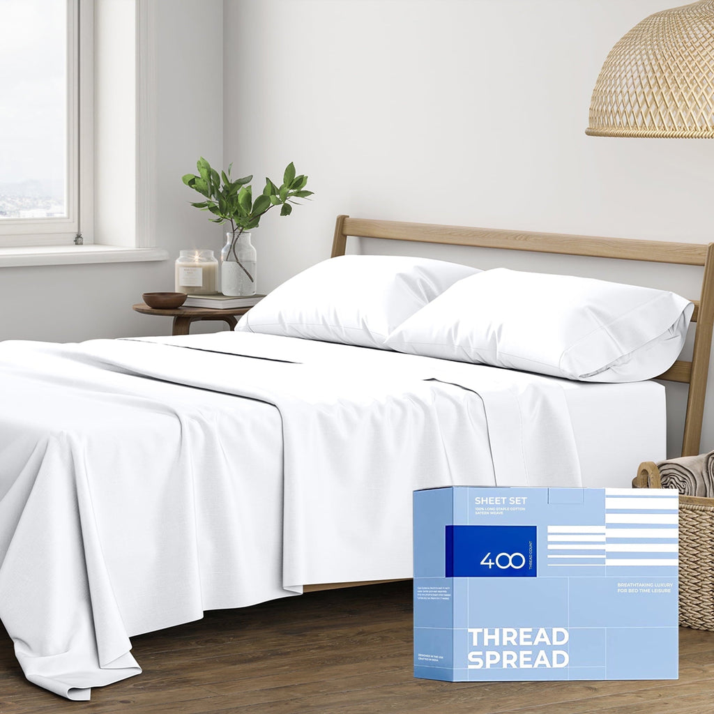 Breathable Luxury King Size Cotton Sheets Set - 400 Thread Count 4 PC 100% Cotton Sheets for King Bed, 16 In Deep Pocket King Size Cott... - Cooling Hotel Quality Bedding Sheets and Pillowcases - Default Title