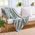 Decorative Knitted Woven Chenille Plaid Throw Blanket, Green River , 50x72 Inches - Cozy Fleece Throw Blanket for Couch & Bed - Default Title