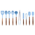 Professional Grade 10-Piece Silicone and Acacia Wood Handle Cooking Utensils Set, Blue - Multi-Purpose Hand Tool for Daily Meal Prep - Default Title