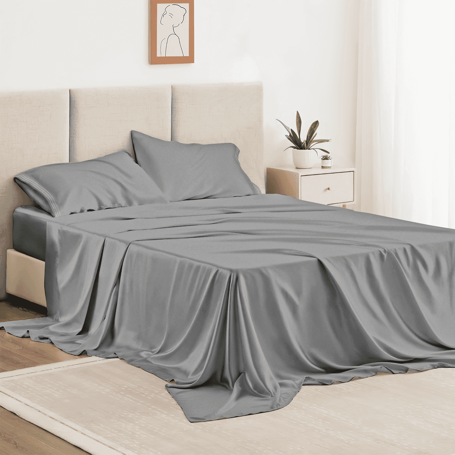 Ultra-Soft Twin Bed Sheet Set 3 Piece, Hotel Luxury Super Soft 1800 Series Microfiber Bed Sheets Set, Wrinkle Free Breathable, U... - Breathable Egyptian Cotton Flat & Fitted Sheets - Default Title