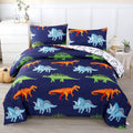 Heavyweight Warmth 3 Pcs Dinosaur Twin Size Bedding Sets for Boys, Dinosaur Printing Boys Comforter Set, Blue and White Reversible Bed C... - Cloud-Like Soft Lightweight Bed Comforter - Default Title