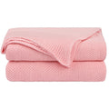 Lightweight Warm Pure Cotton Soft Cable Knit Throw Blanket Pink 50" x 70" - Super Soft Reversible Sherpa Flannel Blanket - Default Title