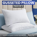 Hotel Collection Queen Bed Pillow, 26"L x 18" W, Set of 2, Soft and High-Quality, Gusseted Pillow for All Sleep Positions (White) - Decorative Throw Pillow Cushion for Sofa & Bed - Default Title