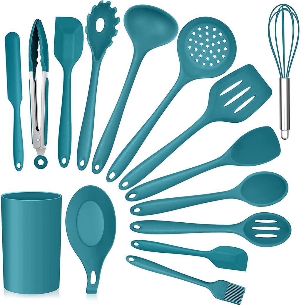 High-Precision 15-Piece Kitchen Utensils Set, Silicone Cooking Utensils with Holder, Non-stick Cookware Friendly & Heat Resistant - ... - Multi-Purpose Hand Tool for Daily Meal Prep - Default Title