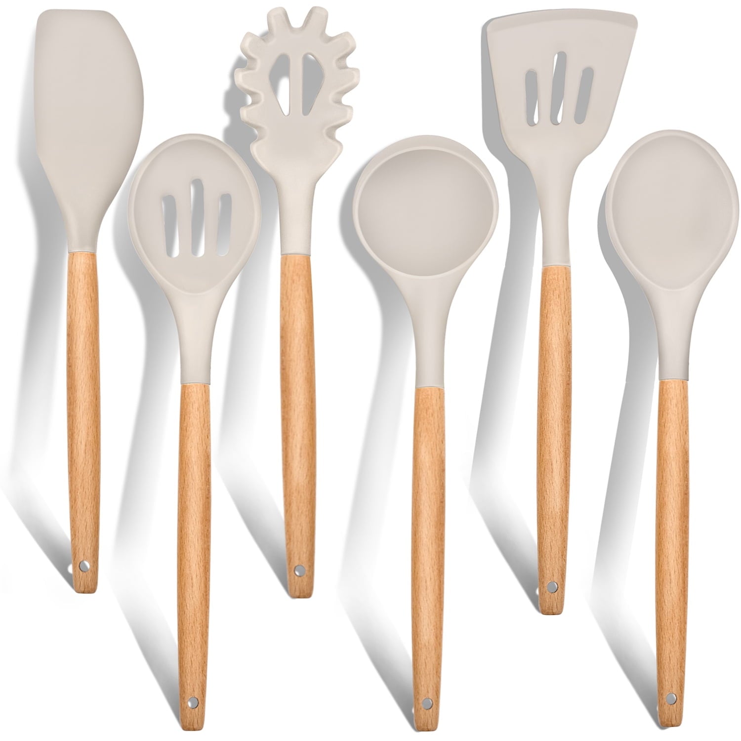 High-Precision Kitchen Utensils Set of 6, Silicone Cooking Utensils with Wooden Handle, Non-Stick Cookware & Heat Resistant, Include... - Multi-Purpose Hand Tool for Daily Meal Prep - Default Title
