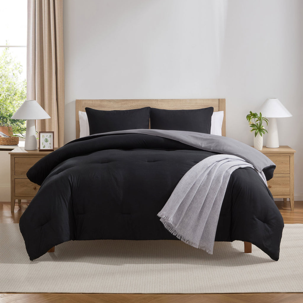 All-Season Comforter Sets, All Season Lightweight Reversible Queen Comforter Set, 3-Pc Bedding Sets, Black/Charcoal gray - All-Season Down Alternative Comforter Insert - Default Title