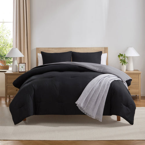 All-Season Comforter Sets, All Season Lightweight Reversible Queen Comforter Set, 3-Pc Bedding Sets, Black/Charcoal gray - All-Season Down Alternative Comforter Insert - Default Title