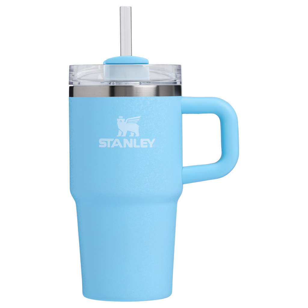 Splash-Resistant FlowState The Quencher H2.O Flowstate Tumbler with Handle | Stanley Create D309N - Double-Wall Vacuum Insulated Travel Tumbler with Straw Detail