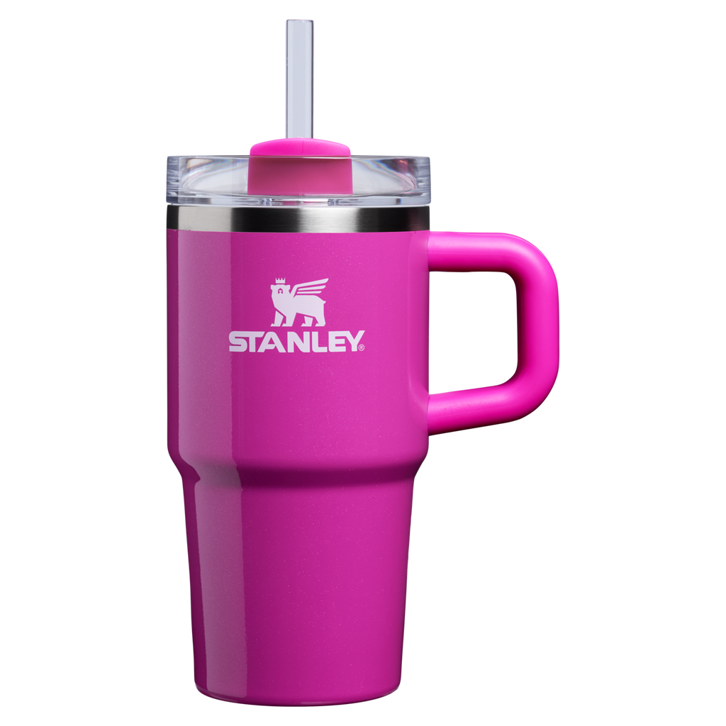 Splash-Resistant FlowState The Quencher H2.O Flowstate Tumbler with Handle | Stanley Create D309N - Double-Wall Vacuum Insulated Travel Tumbler with Straw Detail