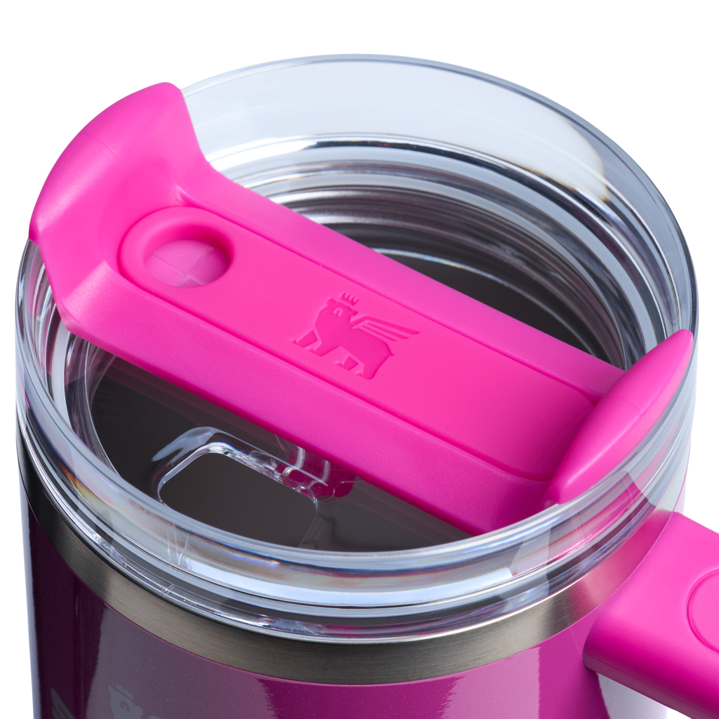 Splash-Resistant FlowState The Quencher H2.O Flowstate Tumbler with Handle | Stanley Create D309N - Double-Wall Vacuum Insulated Travel Tumbler with Straw Detail
