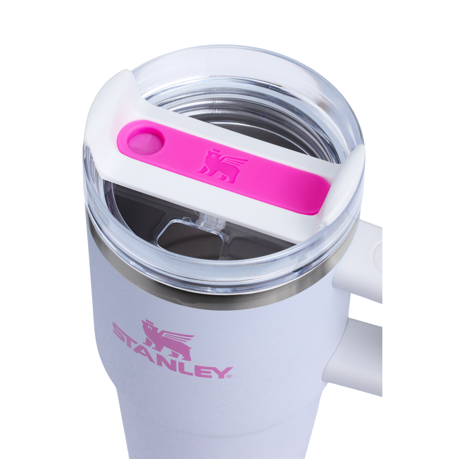Splash-Resistant FlowState The Quencher H2.O Flowstate Tumbler with Handle | Stanley Create D309N - Double-Wall Vacuum Insulated Travel Tumbler with Straw Detail