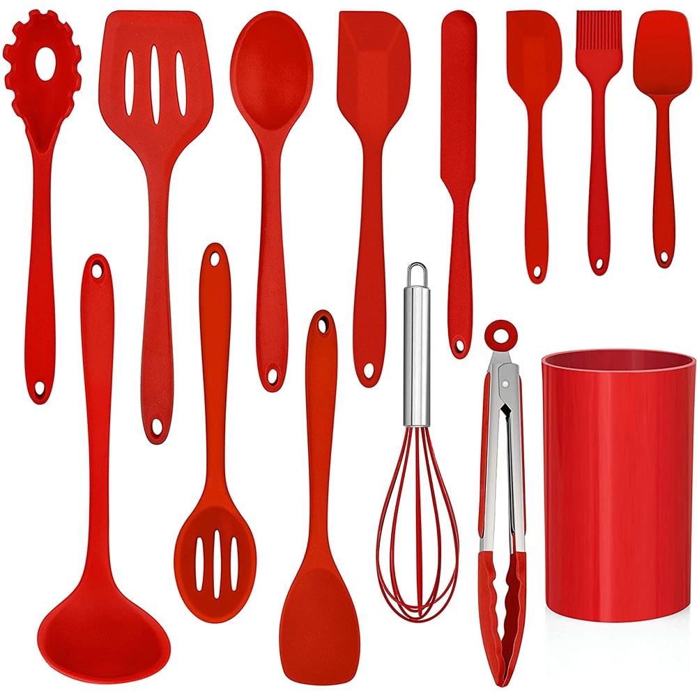 Durable Steel 14 Pcs Cooking Utensils Set with Holder, Heat Resistant Silicone Kitchen Cookware Utensils Set, Kitchen Cooking Tools... - Multi-Purpose Hand Tool for Daily Meal Prep - Default Title